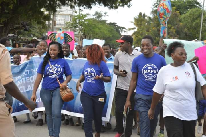 During World Oceans Day in Kilifi County where we matched on the streets to create awareness on importance of keeping our Oceans clean. 